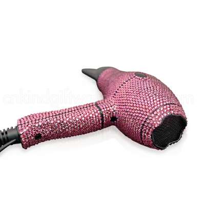 Custom Bling Bling Hot Pink Rhinestone Hand Blow Dryer In Jet Dryers