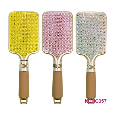 detangling hairbrush private label paddle brush nylon salon styling hairdressing tools bling diamond hair brush