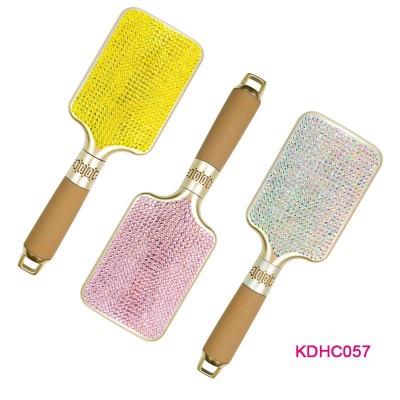 New private label paddle brush plastic cushion detangling hair brush  high quality diamond hair brush