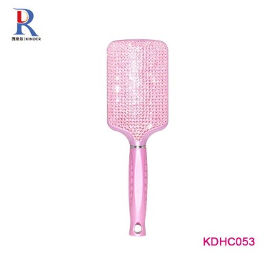 High quality custom logo paddle brush cover rhinestone bling detangling hair brush