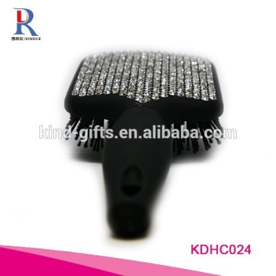 Hot sale high quality fashion plastic rhinestone Crystal hair brush bling paddle brushes